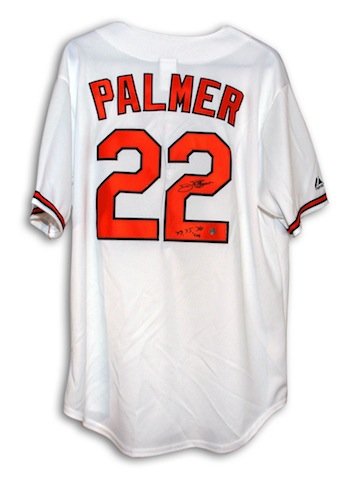 Jim Palmer Signed Baltimore Orioles White Majestic Throwback Jersey - 73, 75, 76 Cy