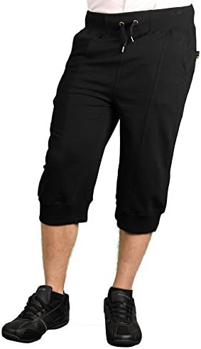 Maxi Milian Men's French Terry Cropped Jogger Pant, Black, Size XX-Large