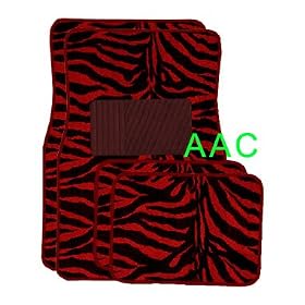 A Set of 4 Universal Fit Animal Print Carpet Floor Mats for Cars / Truck - Zebra