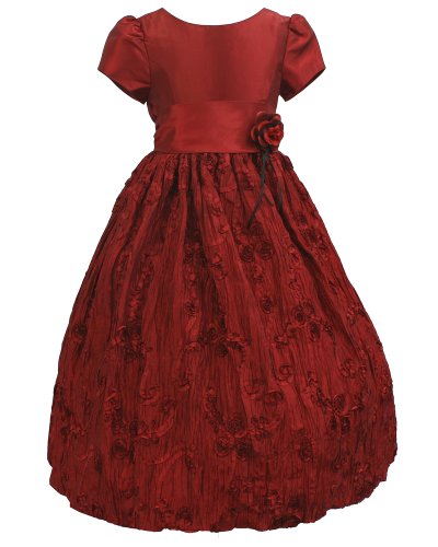 Red Flower Patterned Long Dress Rose Corsage Tide Waist Strap