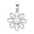 Sterling Silver Created Opal & CZ Daisy Slide