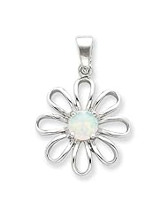 Sterling Silver Created Opal Daisy Slide