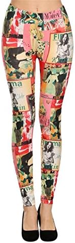 Emolly Womens Fashion Printed Leggings (Small/Medium, Multi)