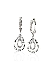 14k White Gold Double Teardrop Earring, .18 CTTW (G-H Color, SI3-I1 Clarity)