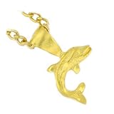 Dolphins Diamond Cut .18k Gold Tone Charm 20 Steel Necklace