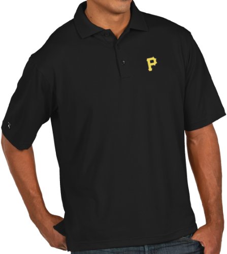 Pittsburgh Pirates Antiqua MLB "Pique" Performance Polo Shirt - Black