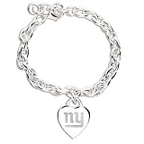 New York Giants Ladies Silver Heart Charm Bracelet