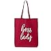 boss lady Cotton Canvas Tote Bag in Red - One Size