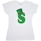 Inktastic Women's S Irish letter hat Junior Fit T-Shirt Medium White