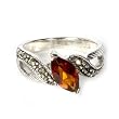 Sterling Silver Marcasite Ring with Garnet CZ - Size: 6-9