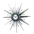 Silver Starburst Wall Clock Retro Eames Danish Modern - 23.5x23.5x2.25