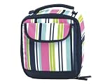FREE SHIP Navy Pink Stripe Lunch Bag Sack Tote