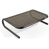 Allsop Metal Art Jr. Monitor Stand, holds 40 lbs with keyboard storage space - Pearl Black (30165)