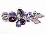 Purple Flower Motif Crystal Hair Barrette
