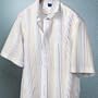 Wrinkle \ Stain Resistant Textured Stripe Short Sleeve Sport Shirt