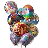 One Dozen Mylar Balloon Bouquet, Birthday