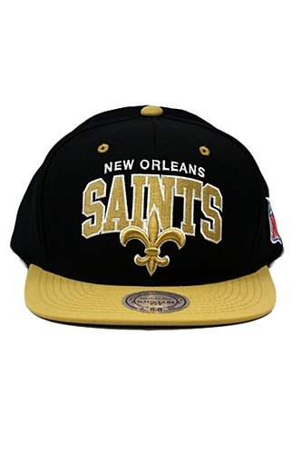 Mitchell & Ness New Orleans Saints Flat Brim Snap Back Hat Adjustable