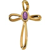 14K Yellow Gold Amethyst Cross Pendant