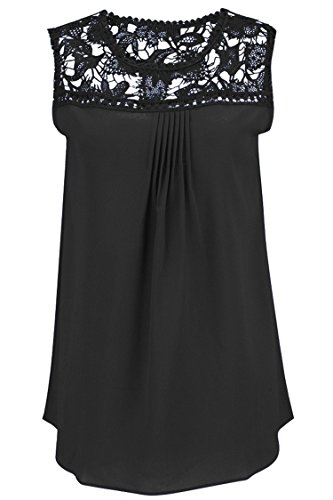 Manzocha Women's Lace Chiffon T Shirt Stitching Blouse Hollow Out Tops