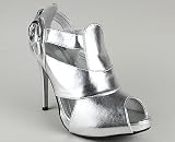 Metallic Cut-Out Peep Toe Bootie