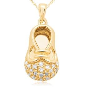 10k White, Yellow, or Rose Gold Diamond Shoe Pendant (1/20 cttw, I-J Color, I3 Clarity)