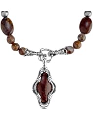 Relios Sterling Silver Pietersite Pendant Enhancer Necklace - 16-1/4"