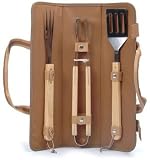 The Skewer Wrap 3 Pc BBQ Tool Set - Brown Wrap - Picnic & Beyond