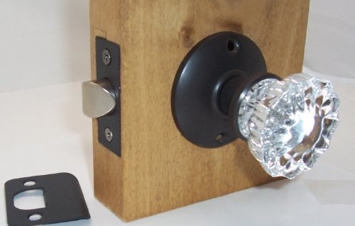 Six Complete Fluted Crystal Glass Knob Sets, 5 Passage+1 Privacy Knobs with 6 Retrofit Kits for Modern Doors