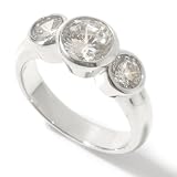 Michael Valitutti Sterling Silver / Platinum CZ Bezel Set Three-Stone Ring