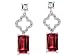 7.50 cts 925 Sterling Silver 14K White Gold Plated Lab Created Emerald Cut Ruby Earrings