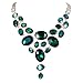 EVER FAITH Art Deco Emerald Color Green Rhinestone Bib Statement Necklace Gold-Tone