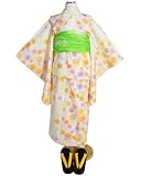 【着物問屋】女の子ゆかたセットNo.1【小菊・黄色】7~8才用(120cm)