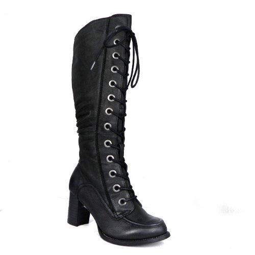 Hush Puppies Ember Womens Nubuck Leather Boots Ladies knee High - Black