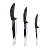 zx kitchen Black Ceramic Knives - Prep Set: 6" Chefs Knife, 5" Utility, 3.5" Paring