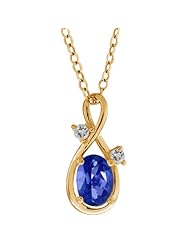 1.03 Ct Oval Sapphire Blue Mystic Topaz and Topaz Gold Plated Silver Pendant