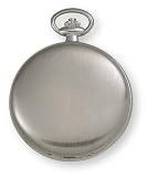 Avalon 17 Jewel Mechanical Skeleton Silver-tone Covered Pocket Watch with Chain, #4037S
