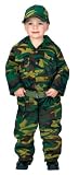 Child Green Jr. Camouflage Army Costume with Cap