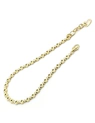 14K Yellow Gold Bracelet Round CZ 7.5" + 1" Extension Bracelet