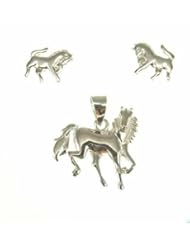kala-isjewels - Ladies - Silver Sterling " Horses "Pendant ( 0,79" ) and Earrings