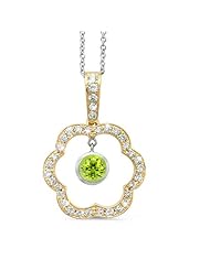 Open Carnation Floral Diamond Pendant With A Round Center Stone In 18K Yellow Gold With A 0.50 ct. Genuine Peridot Center Stone.