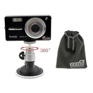 EEEKit for Camera, DV, DC, DVR, GPS, Webcam, Mini Camera Suction Cup Mount Flexible Tripod Stand Holder + EEEKit Protective Storage Pouch Gray for Free