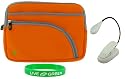Non-OEM Amazon Kindle DX 9.7 Tri-Pocket Sleeve Case with Clip-on Reading Lights - Orange