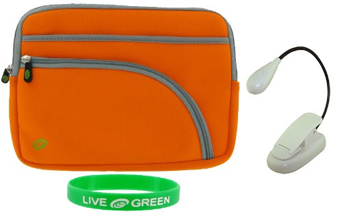 Non-OEM Amazon Kindle DX 9.7 Tri-Pocket Sleeve Case with Clip-on Reading Lights - Orange Image Non-OEM Amazon Kindle DX 9.7 Tri-Pocket Sleeve Case with Clip-on Reading Lights - Orange