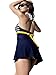 AM CLOTHES Womens Navy Stripe One Piece Swimsuit with Falsies