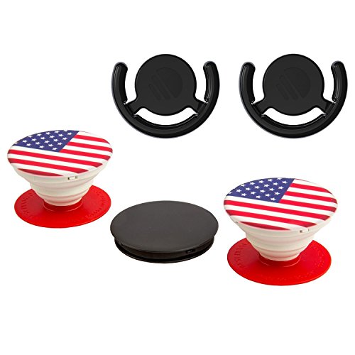 PopSockets USA Flag - 5 Pack, Secure Grip, Versatile Stand, Car Mount, Sticks to Most Phones, Tablets, And Cases