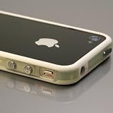 i-Beans 「全60色」iPhone 4　Mixed Plastic(Soft+Hard)　Bumper Case　信号守るシリコン+ブラスチック　バンパー　保護液晶フィルム　USB充電ケーブル付　CLR/WHT(371-45)