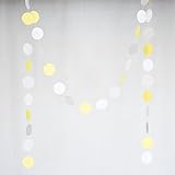 Chloe Elizabeth Circle Dots Paper Garland, White, Gray & Yellow