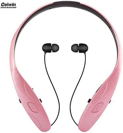Bluetooth Headset, Coiwin HBS-950S Wireless Bluetooth Headsets Hand-free Headphones/Earbuds, Neckband Noise Canceling for Iphone/Ipad/Sony and Other Bluetooth Device (HBS-950s-Pink)