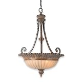 Royce Lighting RC2223/3PAL Verona Chandelier Palladio Bronze with Iridescent Alabaster Globe