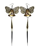 VILA Earrings - Neo Victorian Fairy Jewelry - 24K Gold Plated - Femme Fatale Earrings - With Real Butterflies Wings and Porcupine Quills